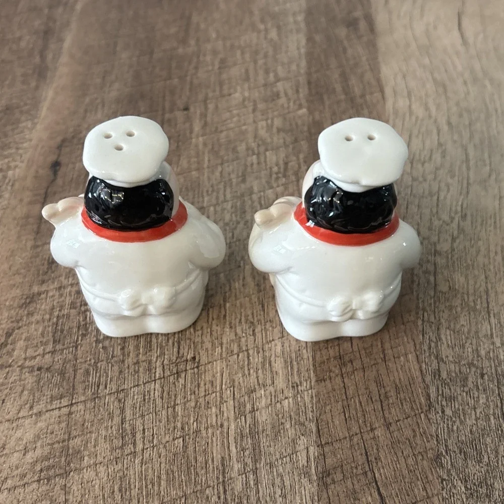 Vintage Stoneware CHEF Salt Pepper Shakers Set Cottage Core